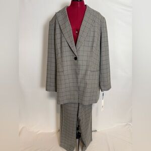 NWT Calvin Klein Pantsuit Women Size 22W Grey & Black 2-Piece Set Blazer & Pants